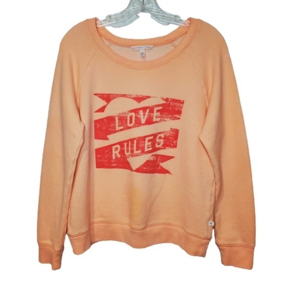 Victoria's Secret Peach Women's "Love Rules" Sweatshirt Size M - Picture 2 of 11